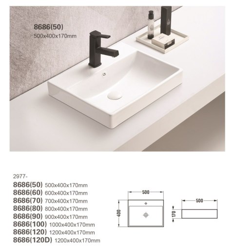 Umywalka meblowa jednokomorowa 50cm