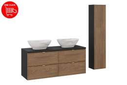 Zestaw meblowy 120cm z blatem, 2 umywalkami nablatowymi Pati i szafką wysoką