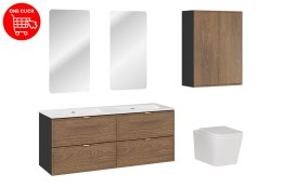 Zestaw meblowy 120cm z umywalką meblową SKY, półsłupkami i lustrami LED