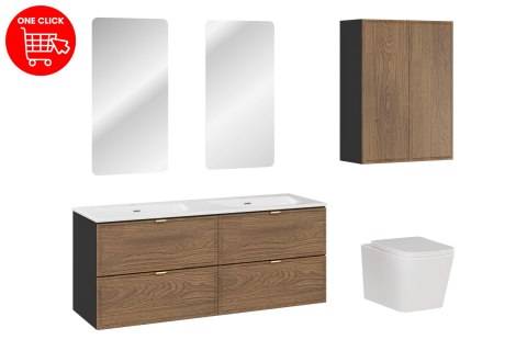 Zestaw meblowy 120cm z umywalką meblową SKY, półsłupkami i lustrami LED