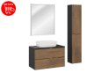 Zestaw meblowy 80cm z blatem, umywalką nablatową Smile, półsłupkami i lustrem LED