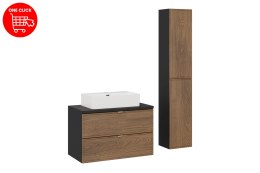 Zestaw meblowy 80cm z blatem, umywalką nablatową Trust i półsłupkami