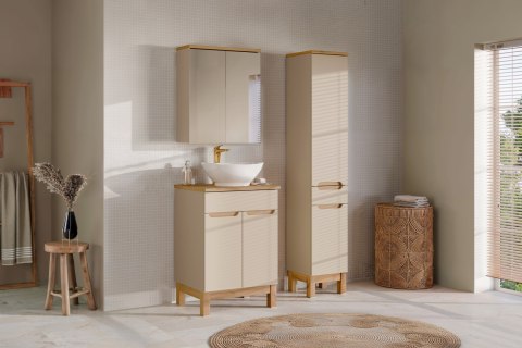 Zestaw meblowy 60cm z blatem, umywalką nablatową Lola, szafką wysoką i szafką z lustrem