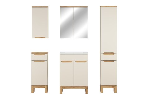 Zestaw meblowy 60cm z umywalką meblową Lava, szafką wysoką i szafką z lustrem