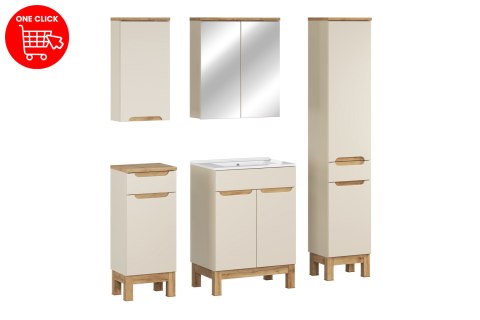 Zestaw meblowy 60cm z umywalką meblową Lava, szafką wysoką i szafką z lustrem