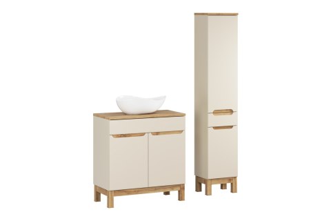 Zestaw meblowy 80cm z blatem, umywalką nablatową Cloud i szafką wysoką