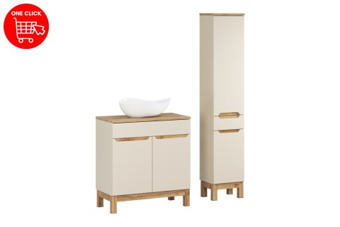 Zestaw meblowy 80cm z blatem, umywalką nablatową Cloud i szafką wysoką