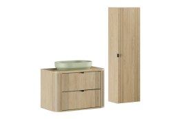 Zestaw meblowy 80cm z blatem, umywalką nablatową River i szafką wysoką