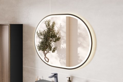 Zestaw meblowy XILO 120cm z blatem, umywalką nablatową Smile, szafką wysoką i lustrem LED