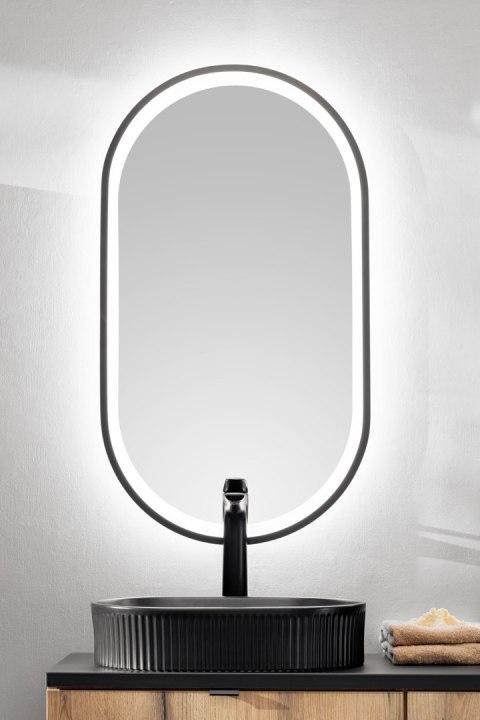 Zestaw meblowy 140cm z blatem, dwoma umywalkami nablatowymi Magic, szafkami wysokimi i lustrem LED