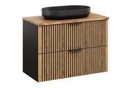 Zestaw meblowy XILO 80cm z blatem i czarną umywalką nablatową