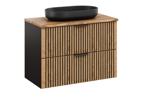 Zestaw meblowy XILO 80cm z blatem i czarną umywalką nablatową