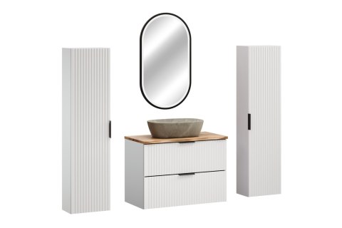 Zestaw meblowy 80cm z blatem, umywalką nablatową Anna, szafką wysoką i lustrem