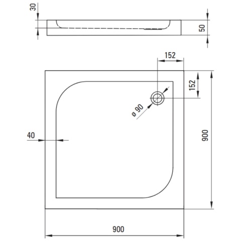 Brodzik akrylowy kwadratowy 90/90 DEANTE CUBIC