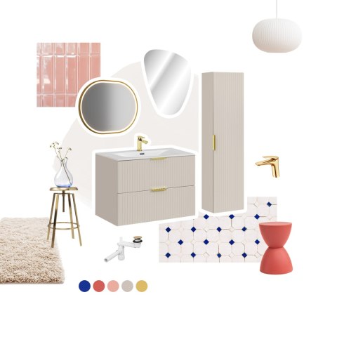 Szafka pod umywalkę 60cm kaszmir ryflowana