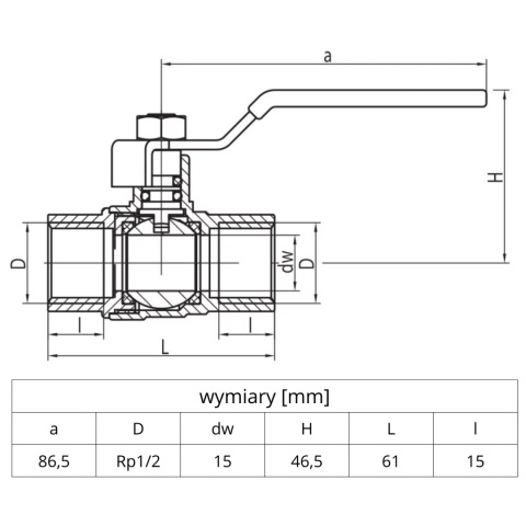 Zawór kulowy do gazu 1/2'' (DN15) VALVEX ORION