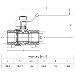 Zawór kulowy do gazu 3/4'' (DN20) VALVEX ORION