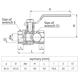 Zawór kulowy ze spustem i odpowietrznikiem 1/2'' (DN15) VALVEX ONYX