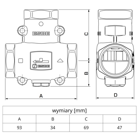 Zawór temperaturowy VTC511 1'' (DN25) ESBE