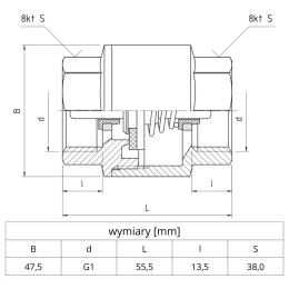 Zawór zwrotny z mosiężnym grzybkiem PHA-020 1'' (DN25) PERFEXIM