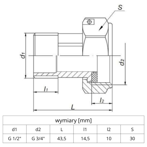 Komplet półśrubunków do wodomierza, ciepłomierza GZ 1/2'' - GW 3/4''
