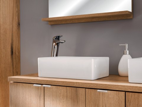 Zestaw meblowy Line Reed Green 60cm z blatem, umywalką nablatową Gaja oraz baterią