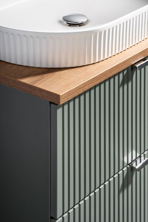 Zestaw meblowy 80cm Line Reed Green z blatem i czarną umywalką