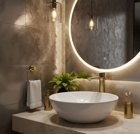 BATERIA UMYWALKOWA DROP ZŁOTA SZCZOTKOWANA WYSOKA