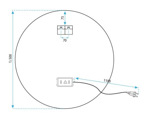 Lustro ścienne LED MMJ BLACK 50 cm