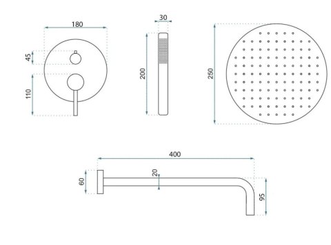 ZESTAW NATRYSKOWY JS-622711BRG ARGON MIEDŹ SZCZOTK