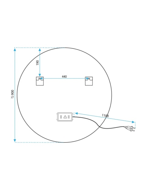 Lustro ścienne LED MMJ BLACK 90 cm