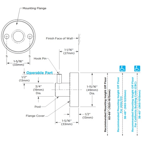 Haczyk pojedynczy BOBRICK Cubicle Collection B-542