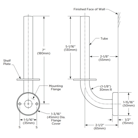Uchwyt ścienny na zapasową rolkę papieru toaletowego BOBRICK Cubicle Collection