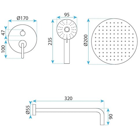 ZESTAW NATRYSKOWY PODTYNKO JS-1180GG ONTARIO TYTAN
