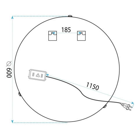 Lustro ścienne z ramą LED 106 60 cm