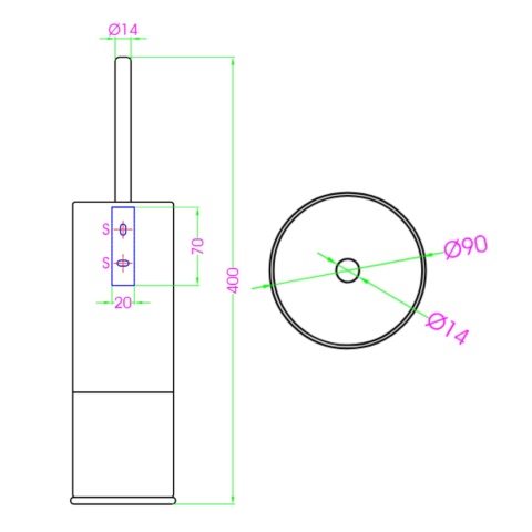 Szczotka satynowa WC ze stali nierdzewnej Mediclinics