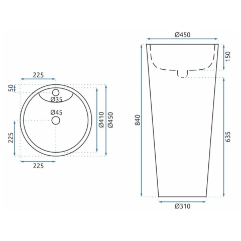 Umywalka wolnostojąca REA ANYA SAVANA MATT