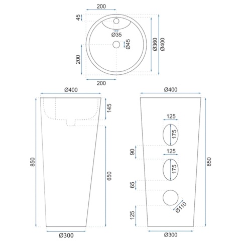 Umywalka wolnostojąca REA BLANKA SAVANA MATT