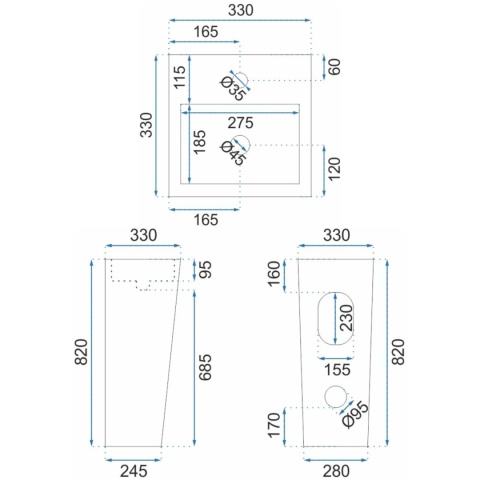 Umywalka wolnostojąca REA KAMILA BLACK