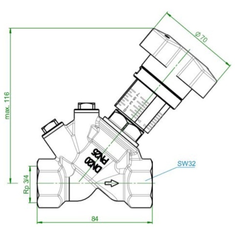Zawór równoważący Hydrocontrol VTR 3/4'' (DN20) Oventrop