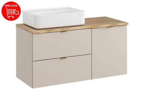 Zestaw meblowy 100cm z blatem, szafką z koszem na pranie i umywalką nablatową Magic