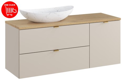 Zestaw meblowy 120cm z blatem, umywalką nablatową Lena i szafką z koszem na pranie