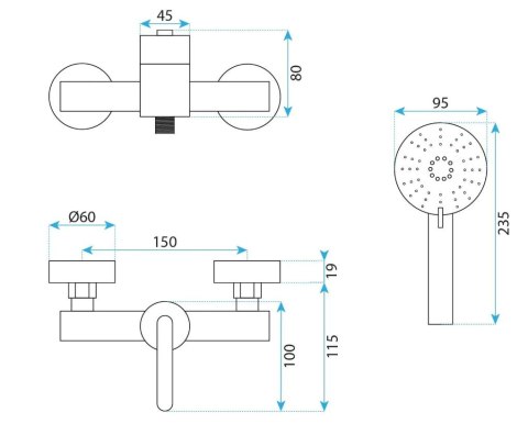 BATERIA PRYSZNICOWA JS-11804N ONTARIO NIKIEL SZCZO