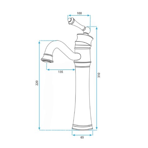 BATERIA UMYWALK VINTAGE CZARNA PRZECIERANA WYSOKA
