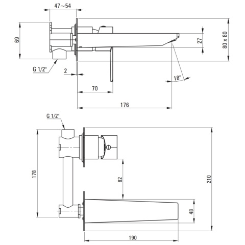 Bateria umywalkowa podtynkowa AGAWA DEANTE