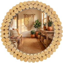 Lustro ścienne drewniane boho KLNA-MR01 36 cm