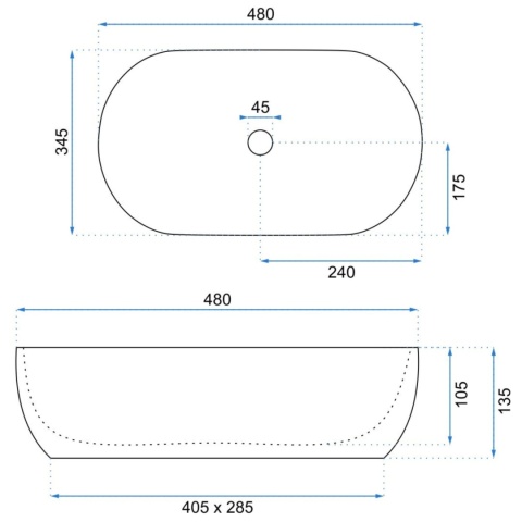 Umywalka nablatowa REA AMELIA 48