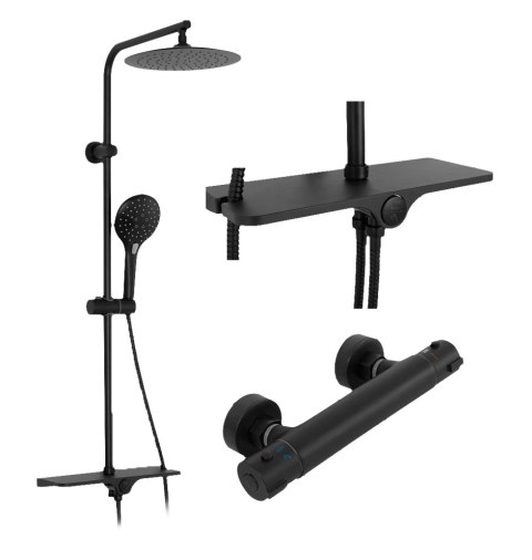 ZESTAW NATRYSKOWY MIKE CZARNY TERMOSTAT