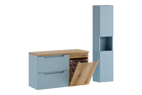 Zestaw meblowy 100cm z blatem, szafką z koszem na praniem i szafką wysoką
